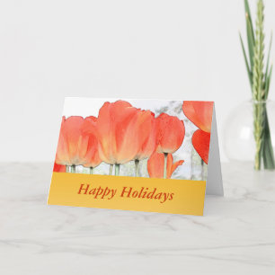 Orange tulip flowers happy holiday greeting feiertagskarte