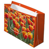 Orange Tulip Garden Floral Große Geschenktüte (Vorderseite Schrägansicht)