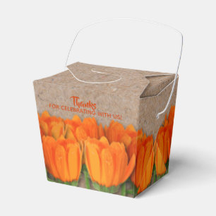 Orange Tulip on Kraft Take Out Style Favor Boxes Geschenkschachtel