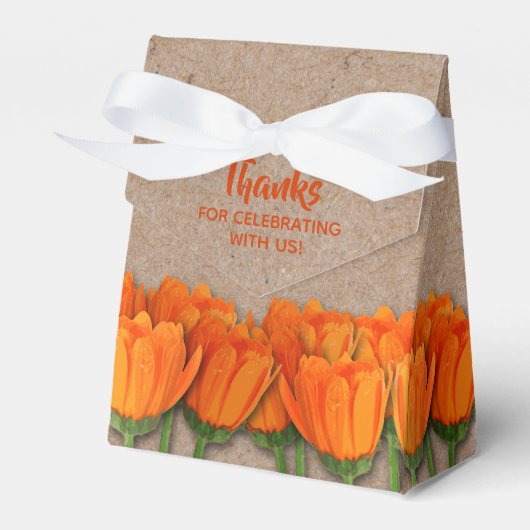 Orange Tulip on Kraft Zent Style Gefallen Box Geschenkschachtel (Vorderseite)