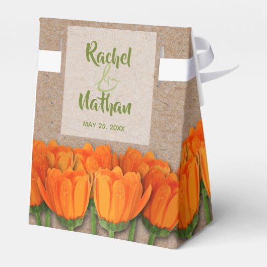 Orange Tulip on Kraft Zent Style Gefallen Box Geschenkschachtel (Rückseite)
