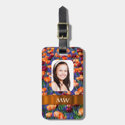 Orange tulip personalisiertes Foto Gepäckanhänger (Vorderseite vertikal)