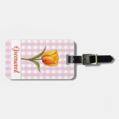Orange Tulip, Pink Gingham, Custom Gepäckanhänger (Vorderseite horizontal)