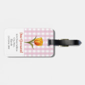 Orange Tulip, Pink Gingham, Custom Gepäckanhänger (Rückseite horizontal)