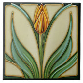 Orange Tulip Wall Deco, Jugendstil Art Deco Fliese (Vorderseite)