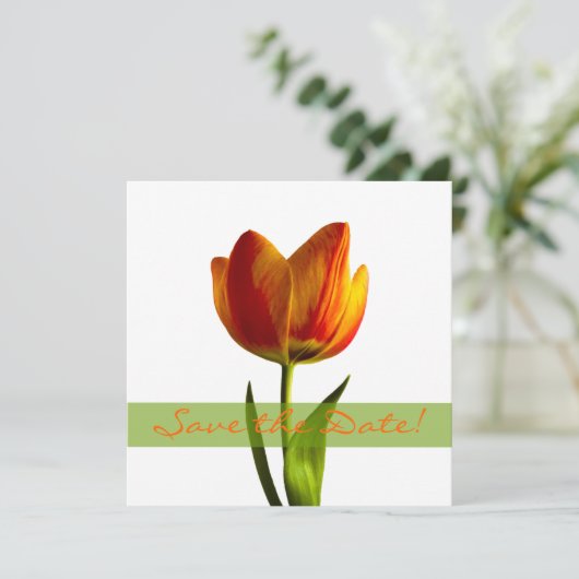 Orange Tulip Wedding Save the Date Announction (Stehend Vorderseite)