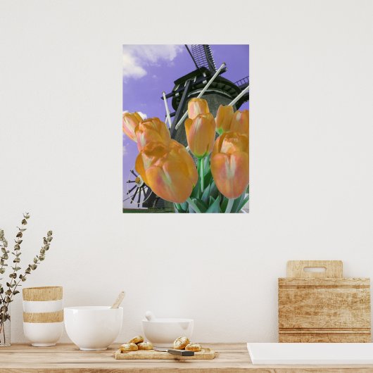 Orange Tulip Windmill Poster Print (Küche)
