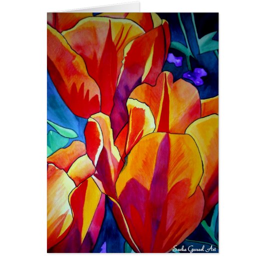Orange Tulips Aquarellmalerei Blume (Vorne)