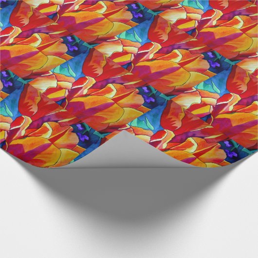 Orange Tulips Aquarellmalerei Blume Geschenkpapier (Ecke)