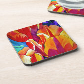 Orange Tulips Aquarellmalerei Blume Getränkeuntersetzer (Linke Seite)