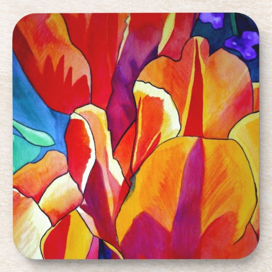 Orange Tulips Aquarellmalerei Blume Getränkeuntersetzer (Vorderseite)