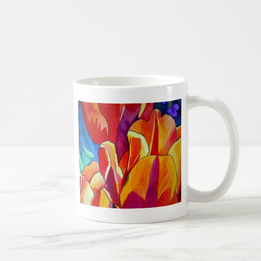 Orange Tulips Aquarellmalerei Blume Kaffeetasse (Rechts)