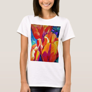 Orange Tulips Aquarellmalerei Blume T-Shirt
