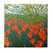 Orange Tulips Field Floral Fliese (Vorderseite)