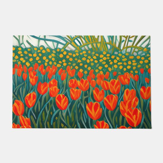 Orange Tulips Field Floral Fußmatte (Vorderseite)