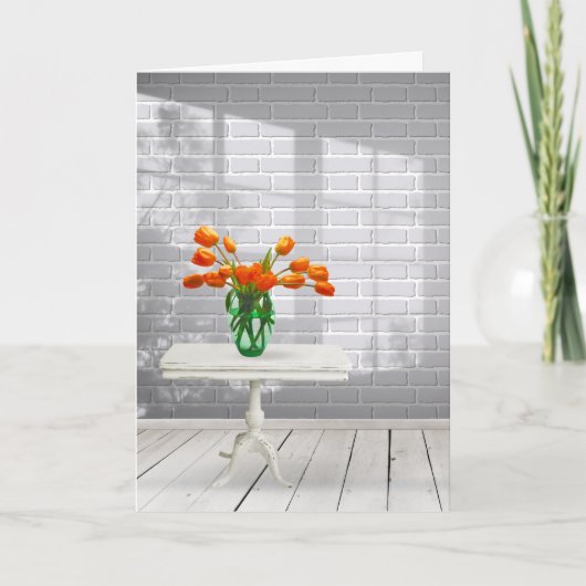 Orange Tulips in der Fensterschattenkarte Karte (Vorderseite)