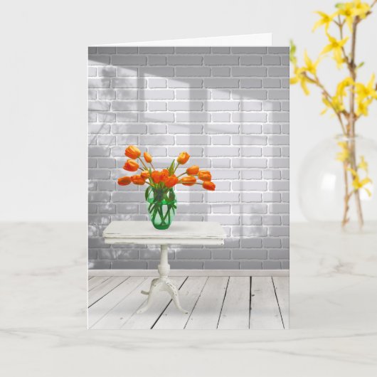 Orange Tulips in der Fensterschattenkarte Karte (Gelbe Blume)