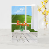 Orange Tulips in Tabelle Karte (Gelbe Blume)