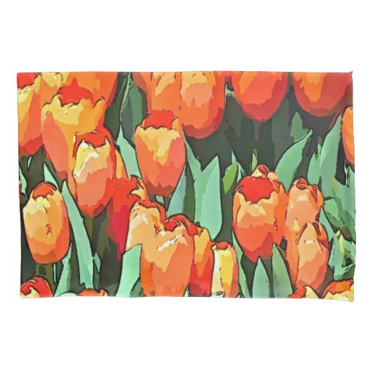 Orange Tulips Kissenbezug (Vorderseite)