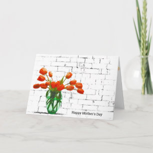 Orange Tulips on Brick Mothers Day Karte