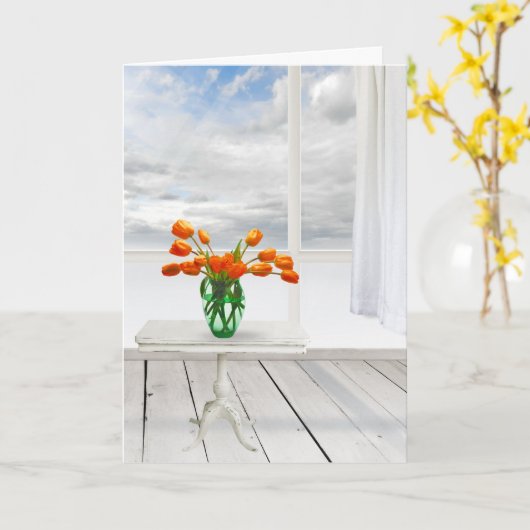 Orange Tulips und Window Birthday Karte (Gelbe Blume)