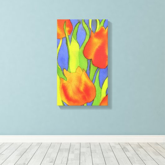 Orange Tulips Wrapped Canvas Leinwanddruck (Insitu (Holzboden))