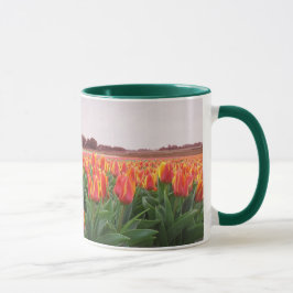 Orange Tulpe-Blumen-Feld u. Windmühle Holland Tasse
