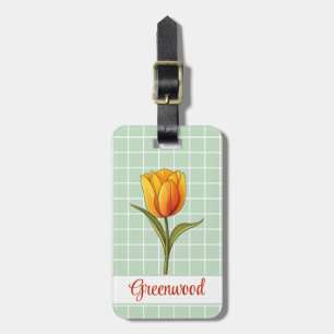 Orange Tulpe, Grün-Weiß-Raster, Benutzerdefiniert Gepäckanhänger