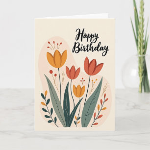 Orange Tulpen-Geburtstagskarte Karte