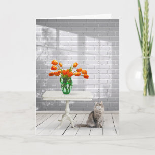 Orange Tulpen in Fensterschatten Karte