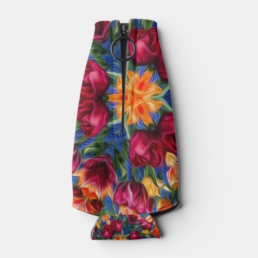 Orange-Tulpenmuster der schwachen Liebe Flaschenkühler (Rückseite)