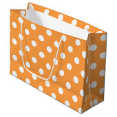 Orange Tupfen-Muster Große Geschenktüte (Vorderseite Schrägansicht)