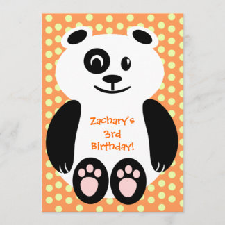 Orange Tupfen-Panda-Geburtstags-Einladungen Einladung