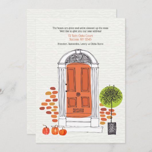 Orange Tür-Fall-bewegliche Mitteilung Einladung (Vorne/Hinten)