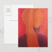 Orange Turban on Red Postkarte (Vorne/Hinten)