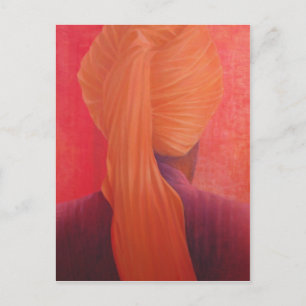 Orange Turban on Red Postkarte