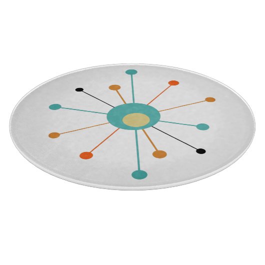 Orange Türkis Atomage Sternexplosion Mitte Jahrhun Schneidebrett (Ecke)
