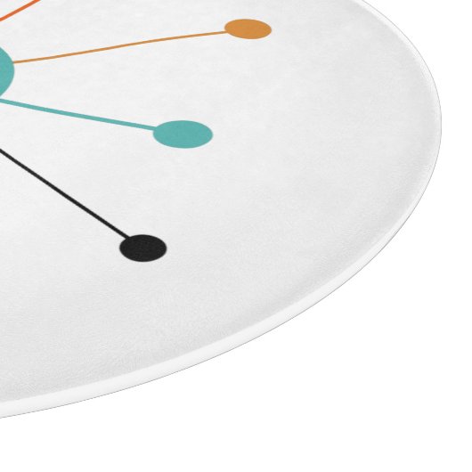 Orange Türkis Atomage Sternexplosion Mitte Jahrhun Schneidebrett (Ecke)