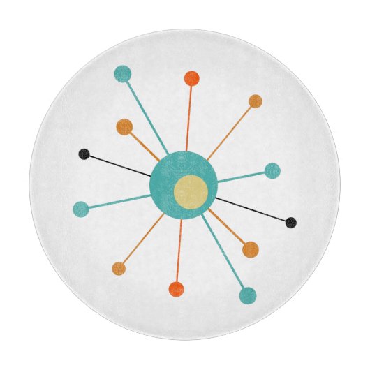 Orange Türkis Atomage Sternexplosion Mitte Jahrhun Schneidebrett (Vorderseite)