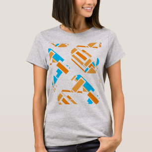 Orange Türkis Blau Diagonale Südwest Kunstoptik T-Shirt