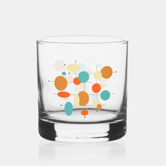 Orange Türkis Cream Circles Mid Century Whiskyglas (Vorderseite)