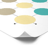 Orange Türkis Cream Tan Circles on Grid Poster (Ecke)