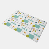 Orange Türkis Grüne Formen Linien Mitte des Jahrhu Fußmatte (Schrägansicht)