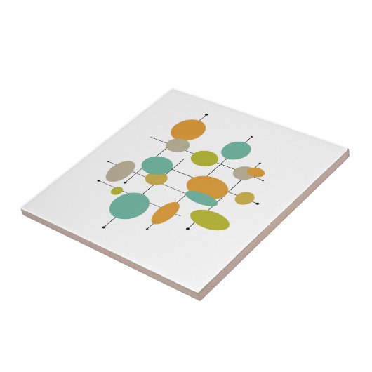 Orange Türkis grüne Kreise Mitteljahrhundert Retro Fliese (Seite)