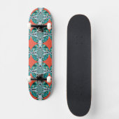 Orange Türkis Muster Skateboard (Vorderseite)