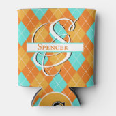 Orange & Türkis Raute - Persönliche Gestaltung Dosenkühler (Vorderseite)