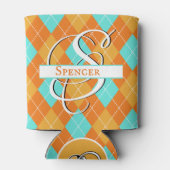 Orange & Türkis Raute - Persönliche Gestaltung Dosenkühler (Rückseite)