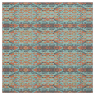 Orange Türkis Teal Blau Azteken-Mosaikmuster Stoff