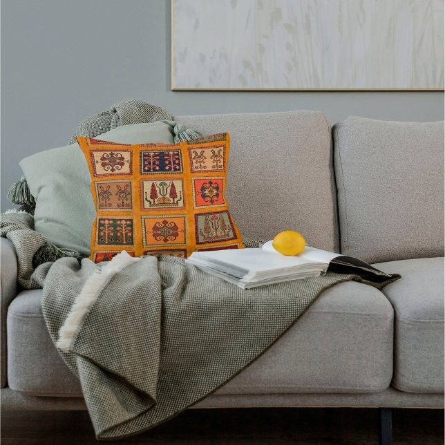 Orange Türkischer Kilim Tepet Rug Kissen (Von Creator hochgeladen)