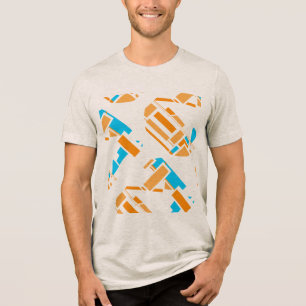 Orange Türkise Blue Diagonal Southwest Art Look Tri-Blend Shirt